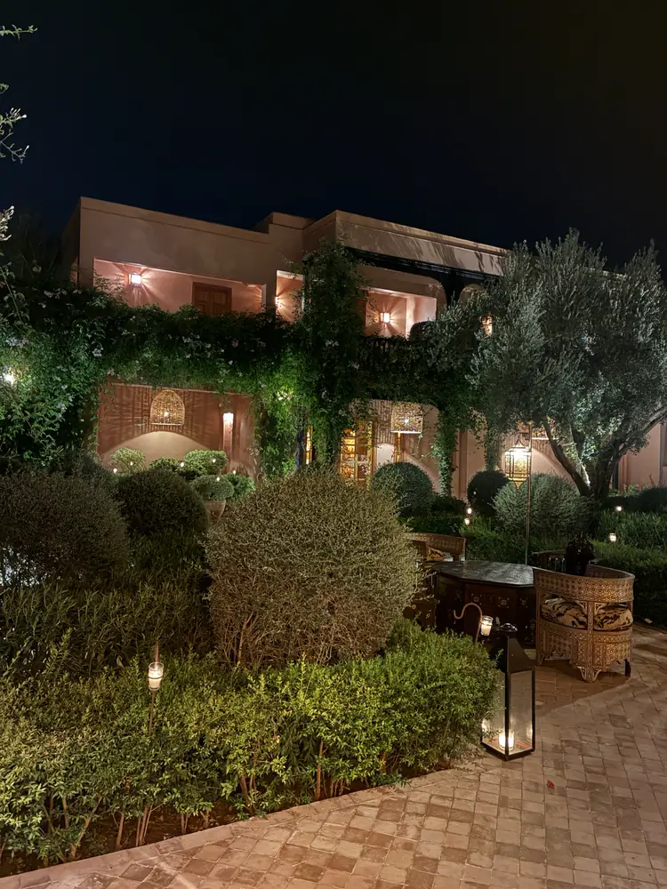 La terrasse et le jardin, la nuit